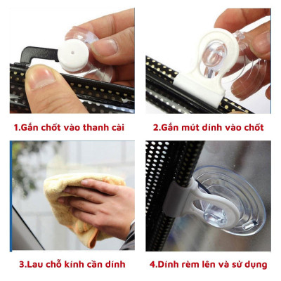 Rèm Cuộn Che Nắng Cách Nhiệt Tự Động Thu Gọn Kèm Móc Hút Dùng Cho Cửa Sổ, Cửa Kính Ôtô - Giao Màu Ngẫu Nhiên