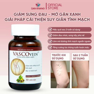 Combo 3 Thực phẩm chức năng Dân Khang Pharma Viên Uống Làm Giảm Và Phòng Ngừa Suy Giãn Tĩnh Mạch Vascovein (30 viên/hộp)