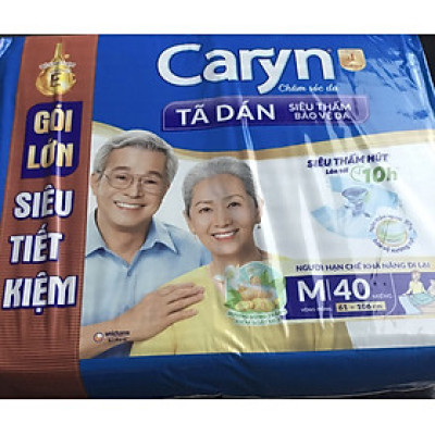 Combo 2 Gói Tã dán Caryn M40 Siêu thấm hút- Tã dán người lớn Caryn- Hsd mới