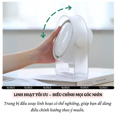 Quạt làm mát tuarbin mini để bàn hiệu HOTCASE WlWU Snow Wi-FS07 - Trang bị 4 cập độ gió, Pin sạc tích điện, Gió Mạnh, Êm Ái - Hàng nhập khẩu