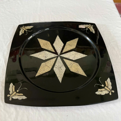 Dĩa sơn mài cao cấp Thanh Bình Lê cẩn trứng đẹp, hàng xuất khẩu 30x30 cm