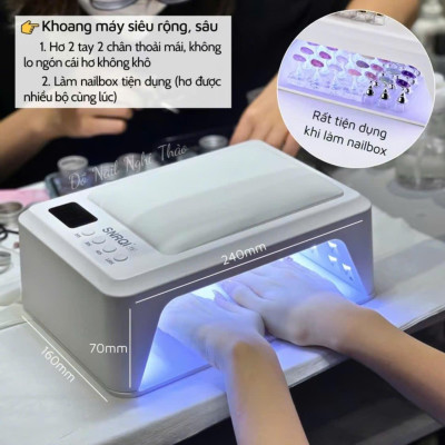 Máy Hơ T8 SNRQI Bản Mới 2025 LED TRẮNG 72W Làm Nail Nhanh Khô Sơn Gel, Bảo Hành 6 Tháng, Khoang Rộng Hơ 2 Tay Cùng Lúc, 4 Chế Độ Hơ Đệm Kê Tay 60 Bóng