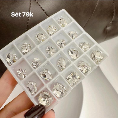 Đá Khối Chùm Trang Trí Nail - Set 20 Viên, Đá Cao Cấp Siêu Sáng, Phụ Kiện Trang Trí Móng Đẹp Nữ Women