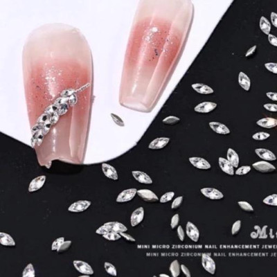 Set 100 Viên Đá Khối Hạt Thóc Hạt Gạo Chân Bằng, Chân Nhọn Lấp Lánh Chân Vàng Size Mini Cao Cấp Làm Nail Siêu Sáng Đẹp Đính Móng Nữ Women