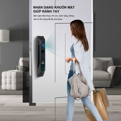 Khóa điện tử thông minh khóa nhận diện khuôn mặt PASINI PS02CG60A (Đen) PS03CS60A (Bạc) với 7 phương thức mở khóa nhận diện khuôn mặt, vân tay, thẻ từ, mật khẩu