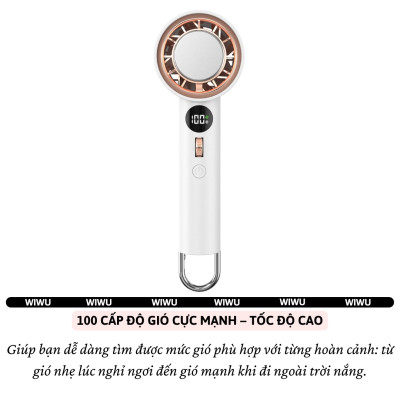 Quạt cầm tay turbo sò lạnh mini siêu mát Pin trâu 3000 mAh, nhỏ gọn linh hoạt hiệu WIWU Wi-FS016 ChillMate - 100 chế độ gió, thiết kế đẹp, bền - hàng nhập khẩu
