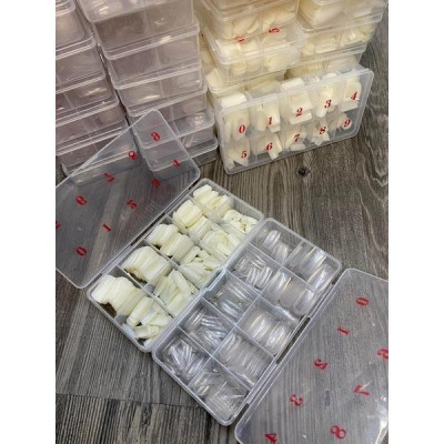 Móng Úp Chân Dài Form Thẳng 500 Móng Hộp 10 Ngăn Size Có Số, Chất Dẻo Linh Hoạt, Đủ Size Dễ Sử Dụng Cho Móng Thẳng Tự Nhiên Cho Cả Tay Và Chân