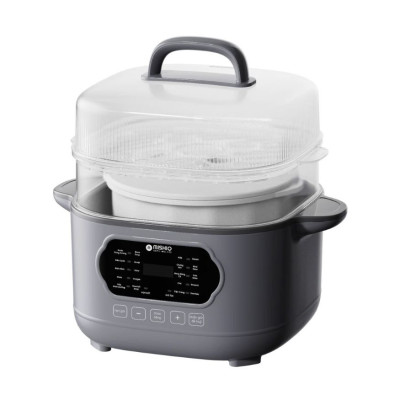 Nồi nấu chậm lòng sứ 3L Mishio MK397 kèm xửng hấp và 4 thố sứ tiện lợi không lo cháy khét hay bong tróc chống dính - Hàng chính hãng