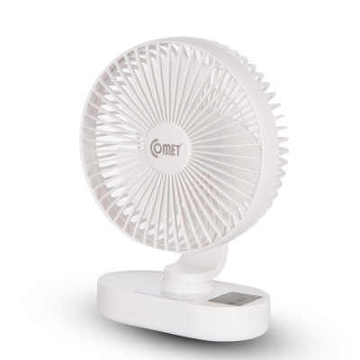Quạt Sạc Tích Điện Để Bàn Đa Năng COMET CRF1406 6W, 3 Cấp Độ Gió, Có Đèn LED, 2 pin rời 18650 Lithium 1200mAh Để Bàn Văn Phòng - Hàng chính hãng