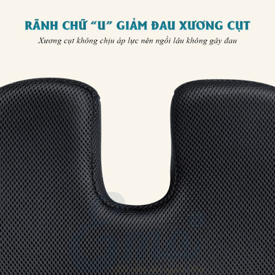 Đệm ngồi ghế văn phòng chống đau xương cụt, ê mông, thâm mông, xệ mông cho dân văn phòng, lái xe, học sinh - Thương hiệu EMA - Loại cao cấp có gel tản nhiệt