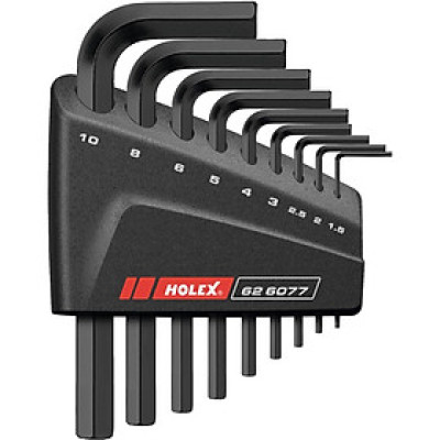 Bộ Lục Giác Ngắn Chữ L Holex 9 Cây Đàu Phẳng Thân Phủ Đen - Hàng Chính Hãng 100% từ Đức