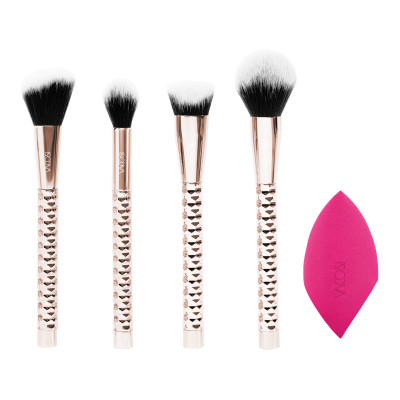 SC05 - BỘ KIT 4 CỌ VÀ 1 BÔNG PHẤN VACOSI, PHIÊN BẢN GOLDEN DRAGON - FURY THE FLAWLESS FACE BRUSH KIT, 5PCS