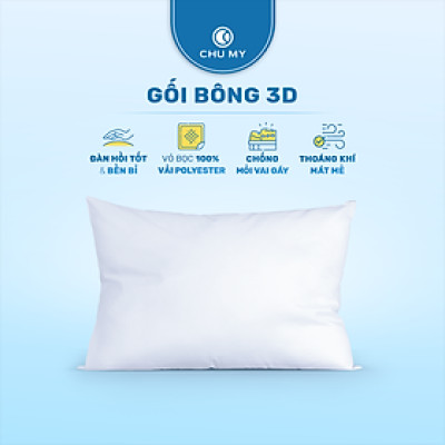 Ruột gối khách sạn bông 3D CHU MY chuyên dùng cho khách sạn 2-3 sao, nâng đỡ vai gáy hoàn hảo