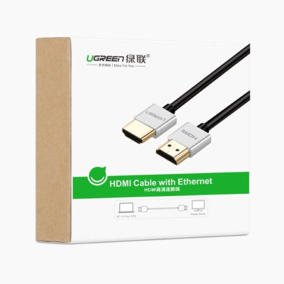 Ugreen UG30476HD117TK 1M màu Bạc Cáp tín hiệu HDMI chuẩn 2.0 sợi siêu nhỏ cao cấp - HÀNG CHÍNH HÃNG
