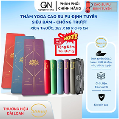 Thảm Yoga Chống Trượt Cao Su PU Định Tuyến SUNNY Tặng Kèm Túi Đựng - Thảm Tập Yoga Siêu Bám Tay