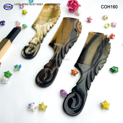  Lược Sừng Vân Nưa Chuôi Cuốn (Size: XL-20cm) Họa Tiết Uốn Lượn Sắc Sảo, Chăm sóc tóc - COH160