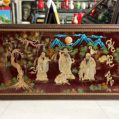 Tranh Sơn Mài - PHÚC LỘC THỌ | Đắp Nổi Thủ Công | Size 60x120 cm | Biểu Tượng Phúc Đức – Tài Lộc – Trường Thọ
