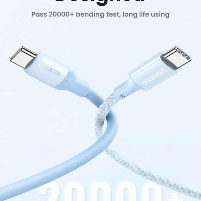 Ugreen UG15281US563TK 60W 2M hỗ trợ QC4.0 3A Cáp sạc nhanh - truyền dữ liệu 2 đầu USB-C c-c dây nhựa Màu Xanh - HÀNG CHÍNH HÃNG