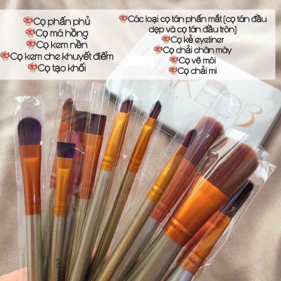 Hộp  cọ trang điểm 12 món .lông mịn ,mềm đa năng trang điểm ,kèm hộp thiếc cho chị em làm đẹp