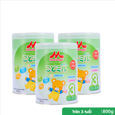 Combo 3 lon Sữa Morinaga Số 3 Kodomil 800g (Hương Vani) - cho bé từ 3 tuổi phát triển toàn diện, tăng chiều cao
