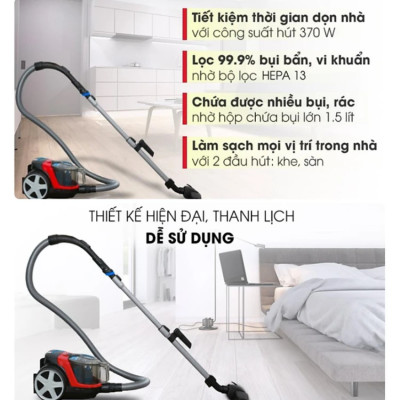 Máy hút bụi không túi PowerPro Compact thương hiệu Hà Lan Philips FC9351/82 1600W - Hàng nhập khẩu