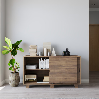 HAPPY FURNITURE , ALVA - Tủ lưu trữ 2 cửa lùa , TCL_039 , 140cm x 40cm x 78cm DxRxC