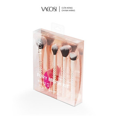 SC05 - BỘ KIT 4 CỌ VÀ 1 BÔNG PHẤN VACOSI, PHIÊN BẢN GOLDEN DRAGON - FURY THE FLAWLESS FACE BRUSH KIT, 5PCS