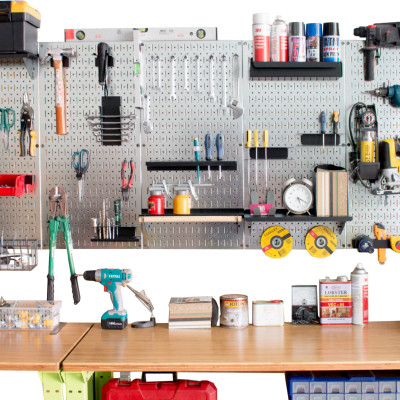 Giỏ đựng Pegboard 10x20cm - Làm bằng thép que, bọc nhựa hiện đại - Phụ kiện bảng treo dụng cụ cơ khí