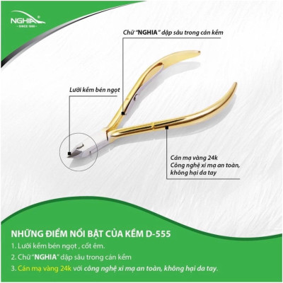 Kìm Nghĩa D555 Cắt Da nhặt da Bằng Thép Mạ Vàng 24K Chuyên Dụng, Lưỡi Kềm Sắc Mỏng, Bén Ngọt, Làm Nail Tiện Lợi Vừa Tay Chị Em Nữ Women kềm mống tay