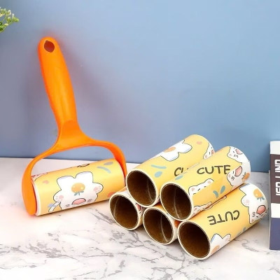 Set cây lăn bụi quần áo kèm 6 lỗi lăn nhiều họa tiết, cây lăn bụi quần áo gra giường siêu sạch