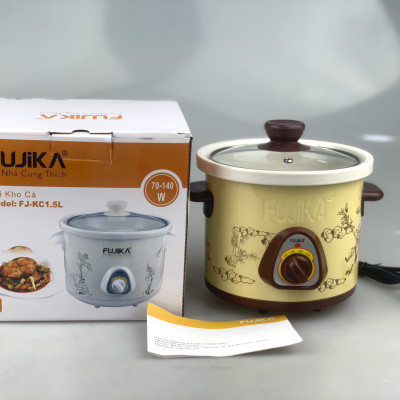 Nồi Kho Cá Thịt,Nấu Chậm,Nấu Cháo ,Chưng Yến 1.5L Fujika KC15 Màu Vàng-Hàng chính hãng