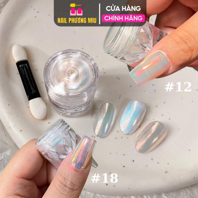 Nhũ Tráng Gương Cực Quang 2 Tone Màu 12, 18 Siêu Lấp Lánh, Dễ Phối, Làm Nail Tiện Lợi Ánh Kim Loại Và Ngọc Ánh Trai