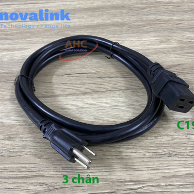 Dây nguồn C19 Novalink NV-54006A cao cấp - Chuẩn 15A/220V - Chuyên dùng cho UPS, Server, PDU (Đủ loại dài: 1.5m/2m/3m) - Hàng chính hãng