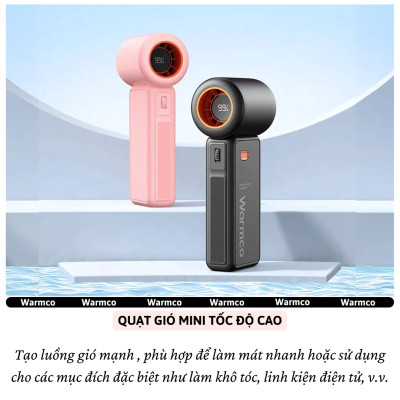 Quạt cầm tay turbo mini siêu mát Pin trâu 5000 mAh, nhỏ gọn linh hoạt hiệu Hotcase WARMCO - 100 chế độ gió, dùng liên tục 18h (tùy mức gió), thiết kế đẹp, bền - hàng nhập khẩu