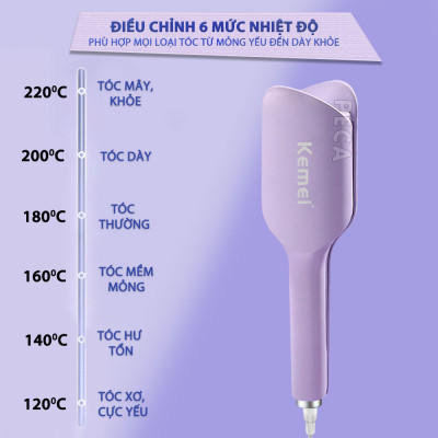 Máy uốn tóc sóng Kemei KM-3119 ion âm điều chỉnh 6 mức nhiệt độ phù hợp với mọi loại tóc - Hàng chính hãng