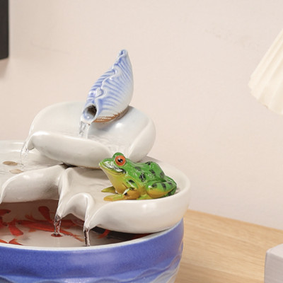 Thác nước phong thủy Bạch Liên Vũ Oa bằng gốm sứ thủ công- Arthouse