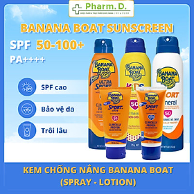 [CHÍNH HÃNG] Kem Chống Nắng Banana Boat SPF50–100+ PA++++ Dạng Lotion & Xịt Spray Cho Người Lớn & Trẻ Em Bảo Vệ Da Hiệu Quả