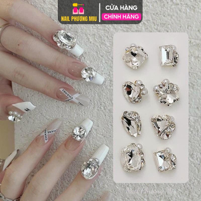 Đá Khối Chùm Trang Trí Nail - Set 20 Viên, Đá Cao Cấp Siêu Sáng, Phụ Kiện Trang Trí Móng Đẹp Nữ Women