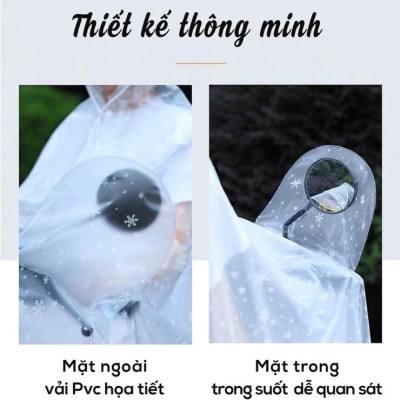 Áo mưa nhựa dẻo trong suốt chống thấm tuyệt đối,họa tiết bông tuyết siêu đẹp