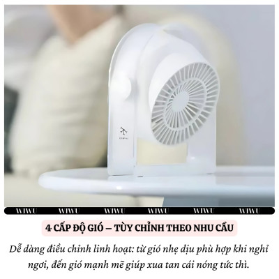 Quạt làm mát tuarbin mini để bàn hiệu HOTCASE WlWU Snow Wi-FS07 - Trang bị 4 cập độ gió, Pin sạc tích điện, Gió Mạnh, Êm Ái - Hàng nhập khẩu