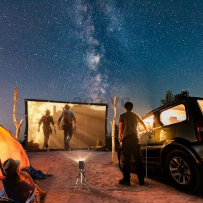Máy chiếu mini Apollo 11-New 2021,Led tivi 4800 lumen, Android TV 9.0, Pin 5200mAh, 150inch, hỗ trợ 4K- Hàng chính hãng