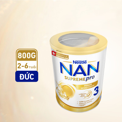Sữa bột Nestlé NAN SUPREMEPRO 3 800g nhập khẩu Đức đạm Gentle Optipro ngừa mẫn cảm ( Dành cho trẻ từ 2 - 6 tuổi)