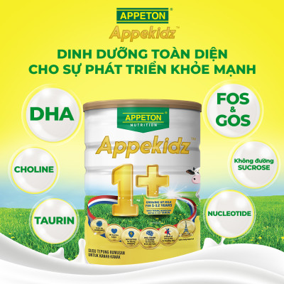 Thùng Sữa dinh dưỡng Appeton Appekidz 1+ dành cho trẻ 1-12 tuổi - 6 Lon 900g