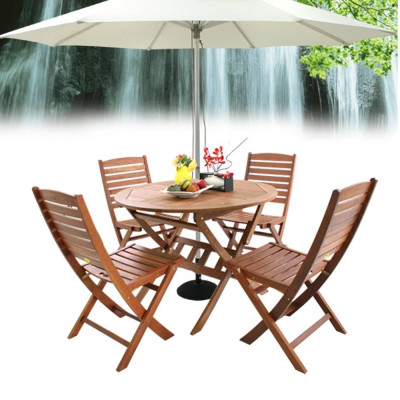 Bộ Bàn Punai 4 Ghế Xếp Sumur IBIE NS4002B (100 x 100 x 72 cm) - Nâu