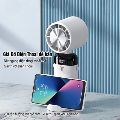 Quạt tích điện nén đá lạnh mini XM Youpin Losky LT-S3213 siêu mát pin khỏe, sử dụng cầm tay để bàn đeo cổ, kèm đế giữ điện thoại - Hàng nhập khẩu
