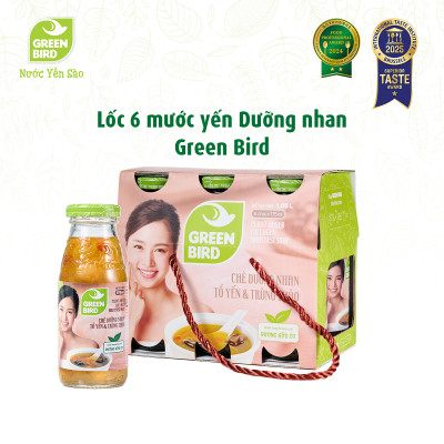 Nước Yến Dưỡng Nhan Tổ Yến Và Trùng Thảo Green Bird Giải Khát Thanh Nhẹ Chai 185ml