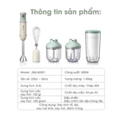 Bộ máy xay cầm tay đa năng Model: JBQ-B50E1- Hàng chính hãng
