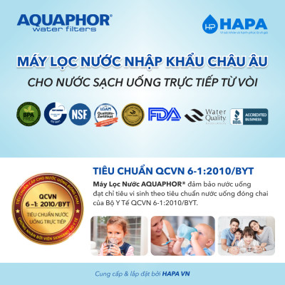 Máy Lọc Nước AQUAPHOR CRYSTAL H Chuẩn Nước Khoáng Uống Trực Tiếp, Công Nghệ NANO Aqualen, Không Dùng Điện - Nhập Khẩu Châu Âu , Hàng Chính Hãng