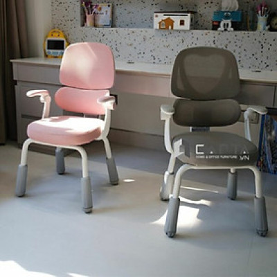 Ghế học sinh chống gù chống cận màu xám CE1026-M Nội thất Capta Ghế học bài cho bé trai bé gái lưng lưới kép nệm vải tay gập tiện lợi chân nhựa cố định hcm