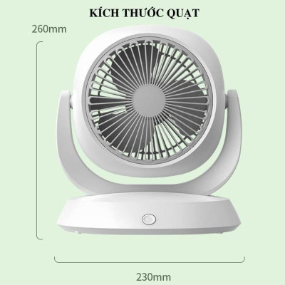 Quạt Tích Điện Để Bàn Fan F3 Xoay 180 Động Cơ Không Tiếng Ồn, 3 Cấp Độ Gió Siêu Mát, Cổng Sạc Nhanh Type-C - Giao Màu Ngẫu Nhiên - Hàng Chính Hãng